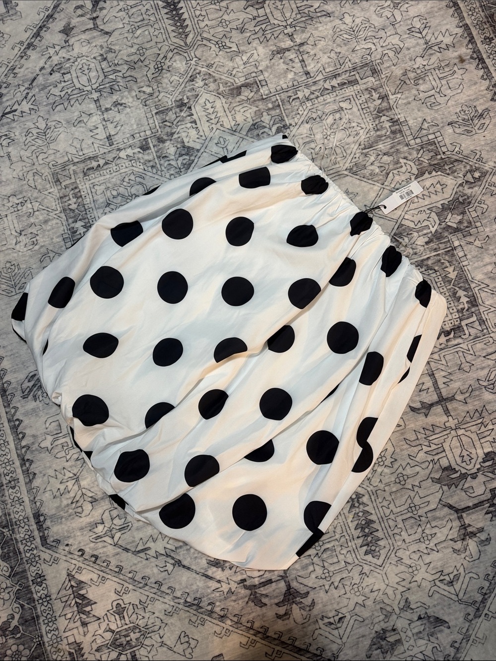 Polka Dot White and Black Elastic Dress